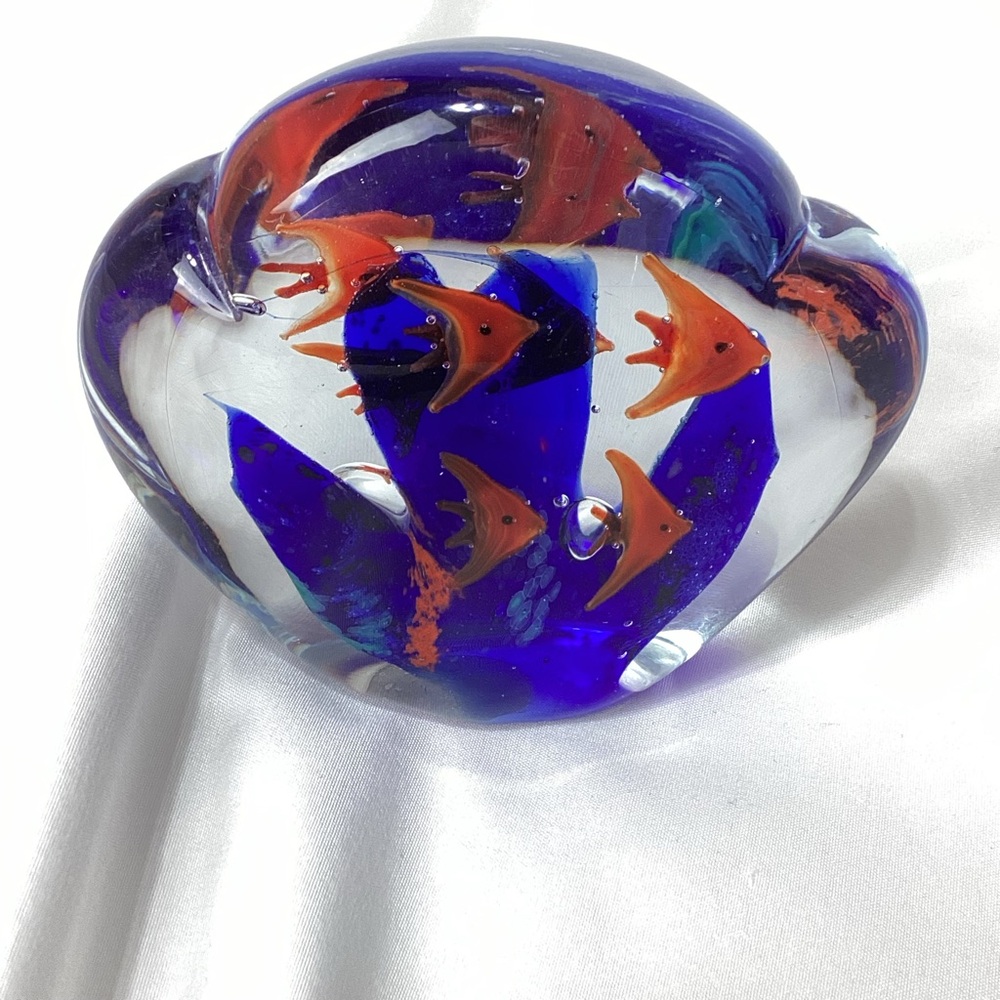 Glass Paperweight With Fish By Seapoot